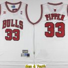 men's & youth Chicago Bulls #33 Scottie Pippen Jersey White Throwback Basketball
