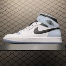 unisex jumpman jordan one mid blue white athleisure fashion trend sneakers with shoes box