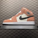 unisex jumpman jordan one mid Orange Suede athleisure fashion trend sneakers with shoes box