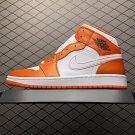 unisex jumpman jordan one mid White orange athleisure fashion trend sneakers with shoes box