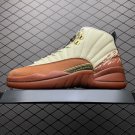 unisex jumpman jordan twelve Off white brown athleisure fashion trend sneakers with shoes box