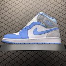 unisex jumpman jordan one mid White and blue athleisure fashion trend sneakers with shoes box