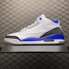 unisex jumpman jordan three  Racer Blue athleisure fashion trend sneakers with shoes box