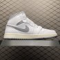 unisex jumpman jordan one mid white gray athleisure fashion trend sneakers with shoes box