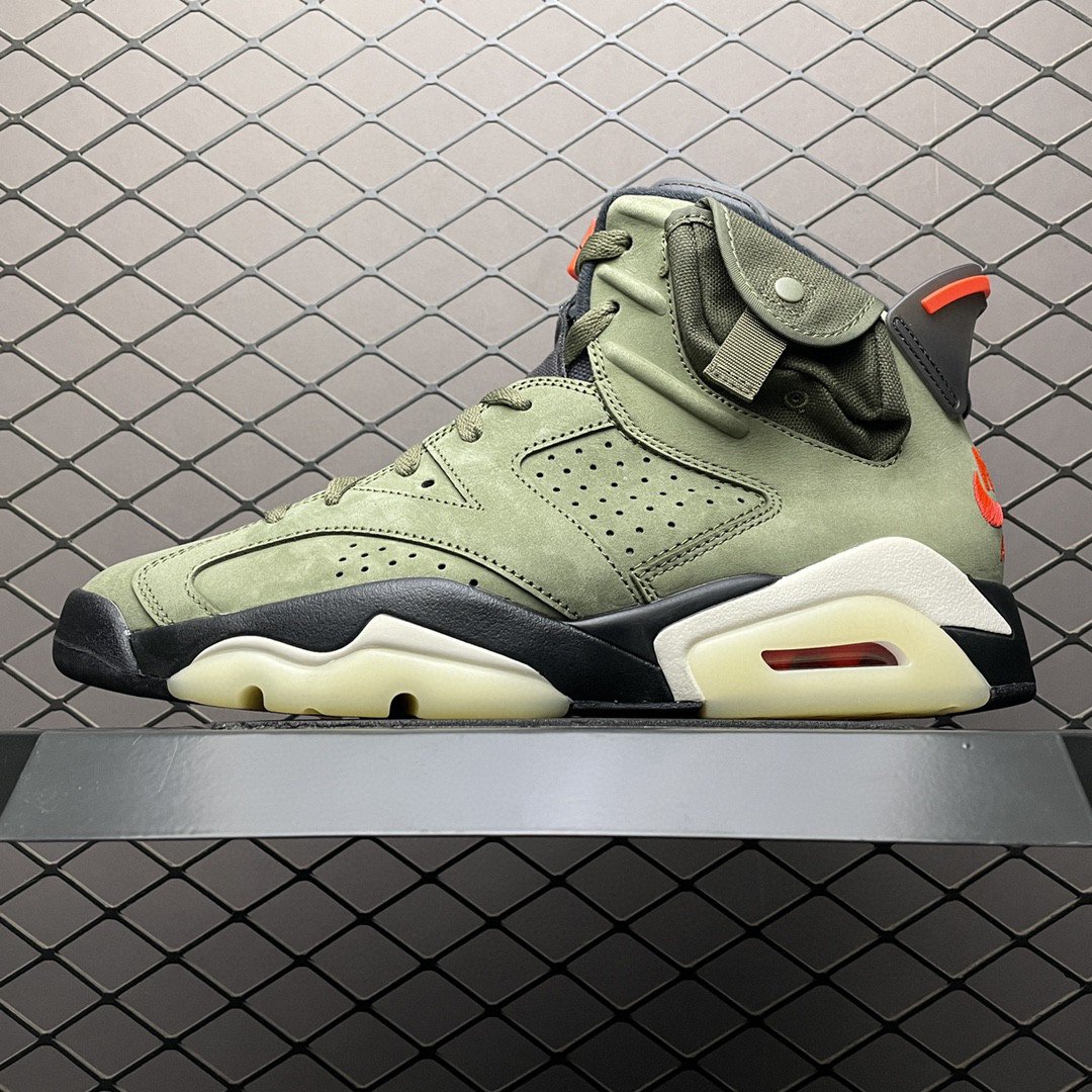 unisex jumpman jordan six Medium Olive athleisure fashion trend sneakers with shoes box