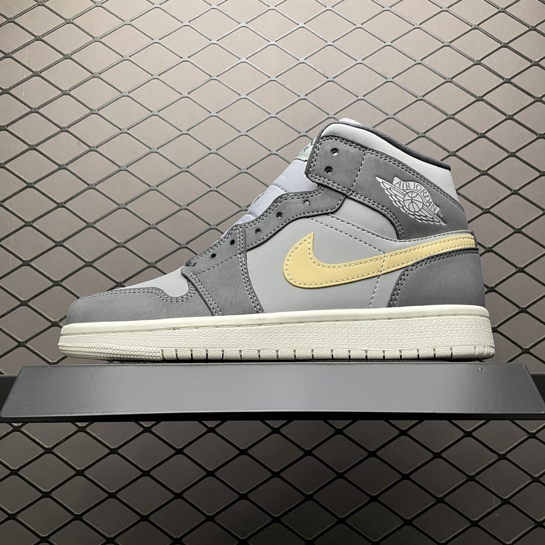 unisex jumpman jordan one mid grey athleisure fashion trend sneakers with shoes box