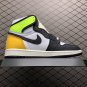 unisex jumpman jordan one mid volt gold athleisure fashion trend sneakers with shoes box