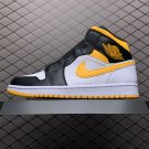 unisex jumpman jordan one mid black yellow athleisure fashion trend sneakers with shoes box
