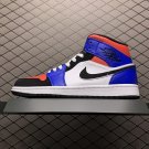unisex jumpman jordan one mid blue red black athleisure fashion trend sneakers with shoes box