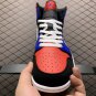 unisex jumpman jordan one mid blue red black athleisure fashion trend sneakers with shoes box