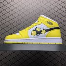 unisex jumpman jordan one mid Yellow rose athleisure fashion trend sneakers with shoes box