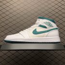 unisex jumpman jordan one mid white green athleisure fashion trend sneakers with shoes box