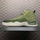 unisex jumpman jordan twelve olive green athleisure fashion trend sneakers with shoes box