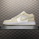 unisex jumpman jordan one low Sail white yellow athleisure fashion trend sneakers with shoes box
