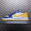 unisex jumpman jordan one low blue yellow white athleisure fashion trend sneakers with shoes box