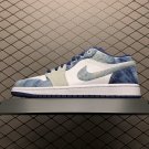 unisex jumpman jordan one low washed denim athleisure fashion trend sneakers with shoes box