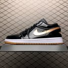 unisex jumpman jordan one low black gold athleisure fashion trend sneakers with shoes box