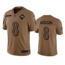 men's & youth Baltimore Ravens 8 Lamar Jackson Jersey 2023 Brown Salute To Service Limited