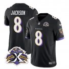 men's & kids Baltimore Ravens 8 Lamar Jackson Jersey Black 2023 F.U.S.E With Patch Throwback