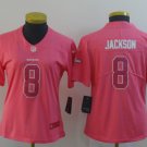 women's Baltimore Ravens 8 Lamar Jackson Jersey Pink Fashion Football Limited Team Game