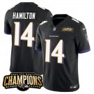 men's & kids Baltimore Ravens 14 Kyle Hamilton Jersey Black 2023 F.U.S.E. Champions Limited Football
