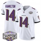 men's & kids Baltimore Ravens 14 Kyle Hamilton Jersey White 2024 F.U.S.E. Champions Limited Football