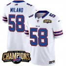 men's & kids Buffalo Bills 58 Matt Milano Jersey White 2023 Champions Patch FUSE Limited Football