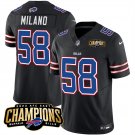 men's & kids Buffalo Bills 58 Matt Milano Jersey Black 2023 Champions Patch FUSE Limited Football
