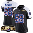 men's & kids Buffalo Bills 58 Matt Milano Jersey Black White 2023 Champions Patch F.U.S.E. Limited
