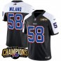 men's & kids Buffalo Bills 58 Matt Milano Jersey Black White 2023 Champions Patch F.U.S.E. Limited
