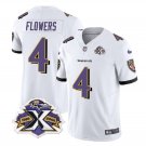 men's & kids Baltimore Ravens 4 Zay Flowers Jersey White 2023 F.U.S.E With Patch Throwback Limited
