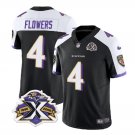 men's & kids Baltimore Ravens 4 Zay Flowers Jersey Black White 2023 F.U.S.E With Patch Throwback