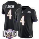 men's & kids Baltimore Ravens 4 Zay Flowers Jersey Black 2024 F.U.S.E. Champions Limited Football
