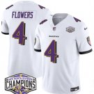 men's & kids Baltimore Ravens 4 Zay Flowers Jersey White 2024 F.U.S.E. Champions Limited Football
