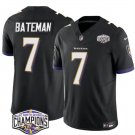 men's & kids Baltimore Ravens 7 Rashod Bateman Jersey Black 2024 F.U.S.E. Champions Limited Football