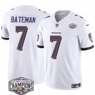 men's & kids Baltimore Ravens 7 Rashod Bateman Jersey White 2024 F.U.S.E. Champions Limited Football