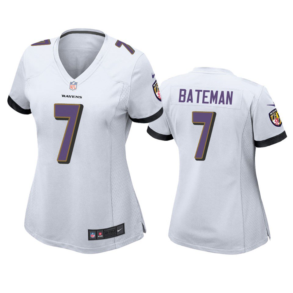 women's Baltimore Ravens 7 Rashod Bateman Jersey White F.U.S.E Football Limited Player Team Game