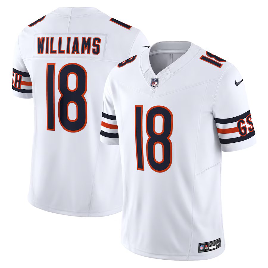 men's & kids Chicago Bears 18 Caleb Williams Jersey White Football F.U.S.E. Limited Player Team Game