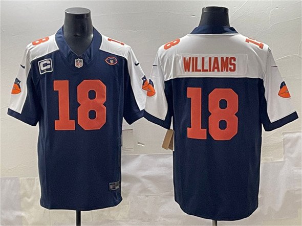 men's & kids Chicago Bears 18 Caleb Williams Jersey Navy F.U.S.E. With C Patch And No. 51 Patch