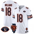 men's & kids Chicago Bears 18 Caleb Williams Jersey White F.U.S.E. Illinois And 51 Patch Football