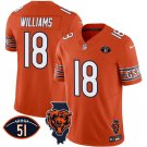 men's & kids Chicago Bears 18 Caleb Williams Jersey Orange F.U.S.E. Illinois And 51 Patch Football