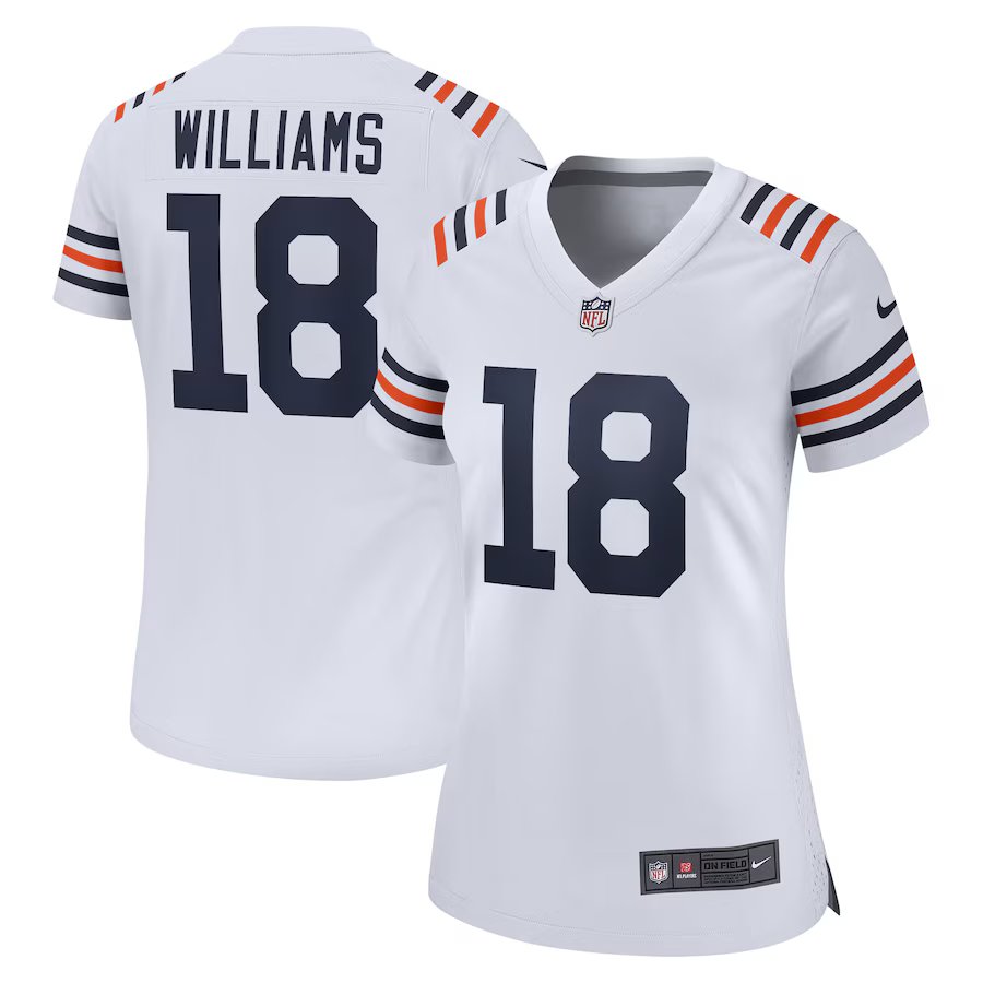 women's Chicago Bears 18 Caleb Williams Jersey White 2nd Alternate Football Limited Player Team Game