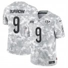 men's & youth Cincinnati Bengals 9 Joe Burrow Jersey 2024 Arctic Salute To Service Limited Football