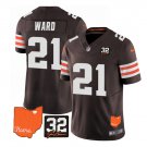 men's & kids Cleveland Browns 21 Denzel Ward Jersey Brown 2023 F.U.S.E. Jim Brown Memorial Patch