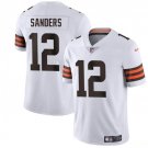 men's & kids Cleveland Browns 12 Shedeur Sanders Jersey White 2025 Draft Football F.U.S.E. Limited