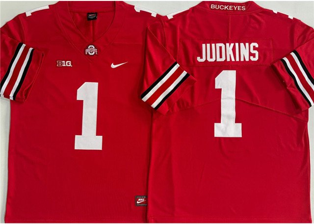men's & youth Ohio State Buckeyes 1 Quinshon Judkins Jersey Red College Football Limited Team Game