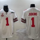 men's & youth Ohio State Buckeyes 1 Quinshon Judkins Jersey White 2025 Final with Champions Patch