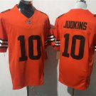men's & kids Cleveland Browns 10 Quinshon Judkins Jersey Orange FUSE Inverted 2025 Draft Football