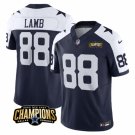 men's & kids Dallas Cowboys 88 CeeDee Lamb Jersey Navy White 2023 F.U.S.E. Champions Patch Football