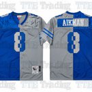 men's & youth Dallas Cowboys 8 Troy Aikman Jersey Throwback Split Blue/Gray Football Retired Player